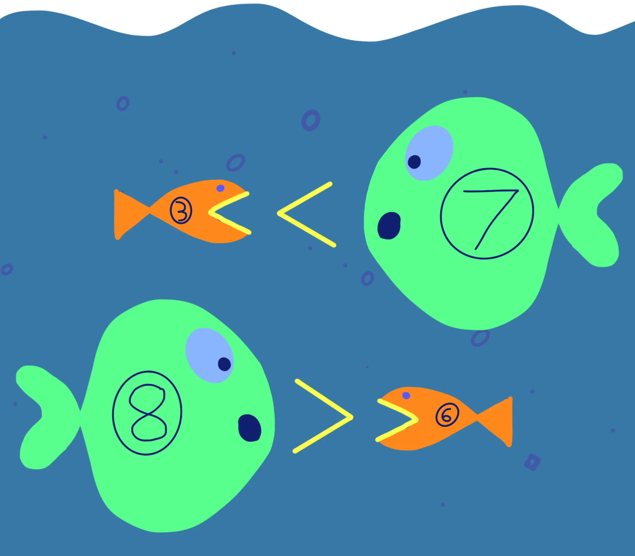 The little fish tries to eat the big fish!