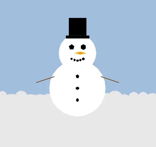 The Snowman's on top of a winter snowscape!