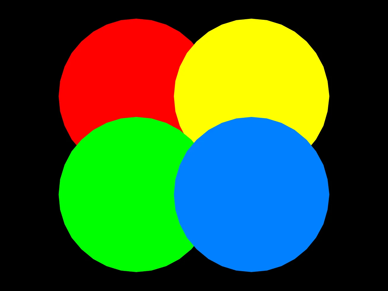 Four colourful Ovals